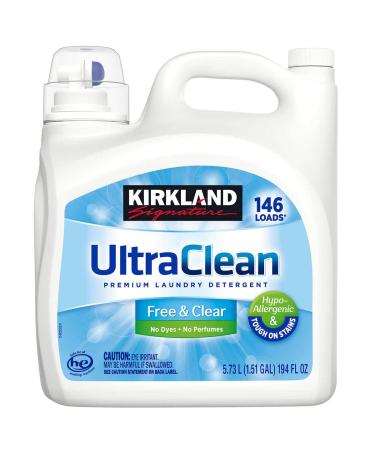 Kirkland Signature Ultra Clean Free & Clear HE Premium Hypo-Allergenic 146 Loads Liquid Laundry - (5.73L)