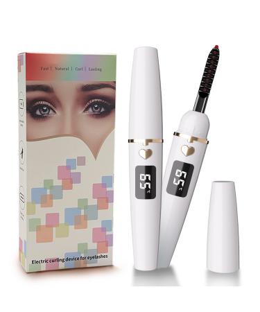 Heated Eyelash Curlers Portable Heated Lash Curler Heated Eyelash Curler Intelligent Power 0ff Makeup Electric Eyelash Curler with Eyelash Comb 24 Hours Long Lasting - White/831 (Color : White Si X8132MM White