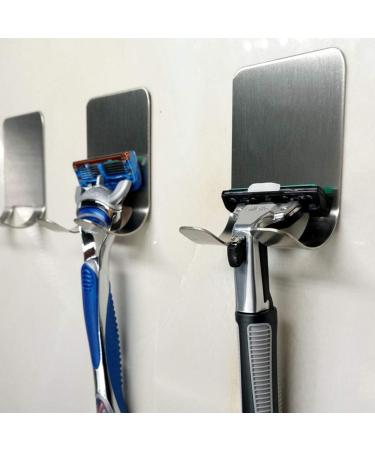 2 x Stainless Steel Razor Holder - Self Adhesive Double Hook Set for Bathroom Organization | Durable & Stylish - Buy Online on SooperMarket.com