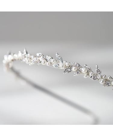 SWEETV Silver Crystal Rhinestone Bridal Headband with Pearls - Wedding Hair Accessories for Women - Buy Online on SooperMarket.com