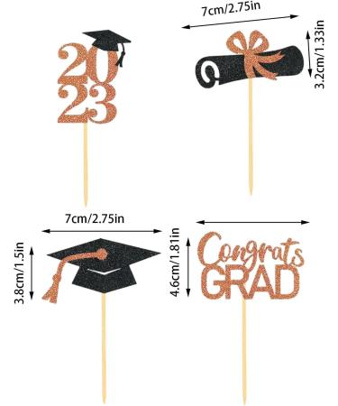 BAOK Graduation Cupcake Toppers - Graduation Theme Cupcake Toppers Class of 2023 Graduation Caps Cupcake Picks for Party Cake Decorations Supplies Rose Gold - Buy Online on SooperMarket.com