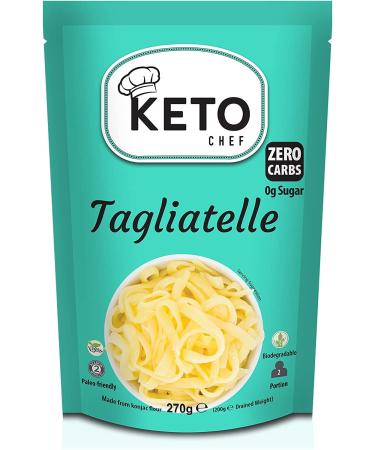 Keto Chef Free-from Konjac Tagliatelle - Vegan & Sugar Free Shirataki Made of Konjac Flour Having Zero Carbohydrates & Oat Fiber Keto Low Carb Tagliatelle Instant Pasta | Ready to Eat (270g) Tagliatelle 270.00 g (Pack of 1)