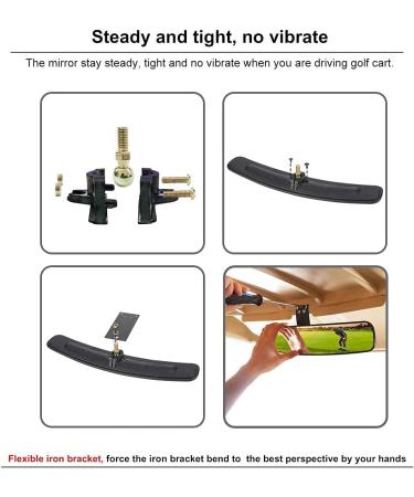 Universal Adjustable Golf Cart Rear View Mirror - 16.5 Extra Wide Convex Mirror for EZ Go, Club Car, Yamaha - Rotatable Safe 270 Rotation - Buy Online on SooperMarket.com
