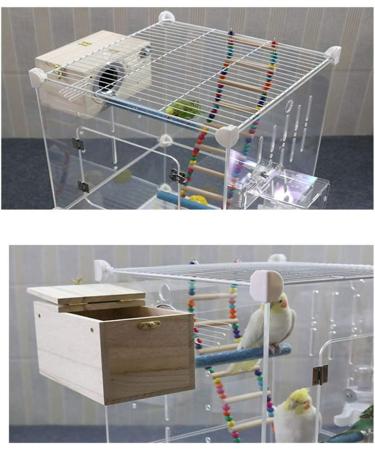 PINVNBY XL Parakeet Nesting Box for Parrots - Wood Breeding House for Lovebirds, Cockatoos, Budgies, Finches, Canaries, and Medium-Sized Birds - 13.4x6.9x7.7inches - Buy Online on SooperMarket.com