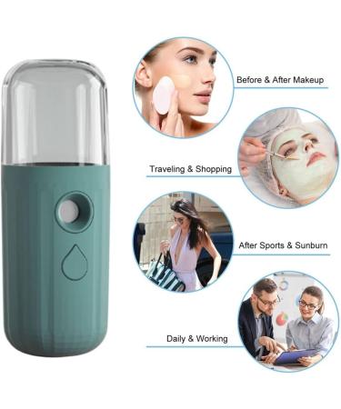 Mini Facial Mister Handheld Face Mist Sprayer Moisturizing USB Recharging Skin Hydration Tool 30ml Green Handy Moisturizing Sprayer - Buy Online on SooperMarket.com