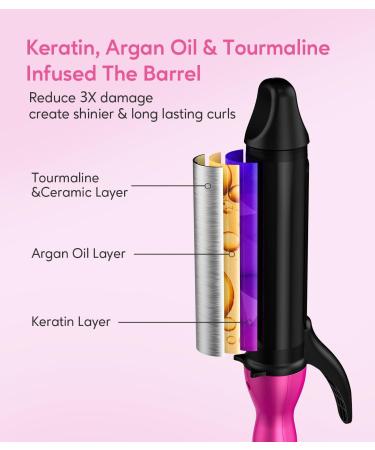 Farery 1.5 Inch Tourmaline Ceramic Curling Iron for Big Curls | Keratin & Argan Oil Infused | 6 Adjustable Temp Settings | Auto Shut-Off | Dual Voltage - Buy Online on SooperMarket.com