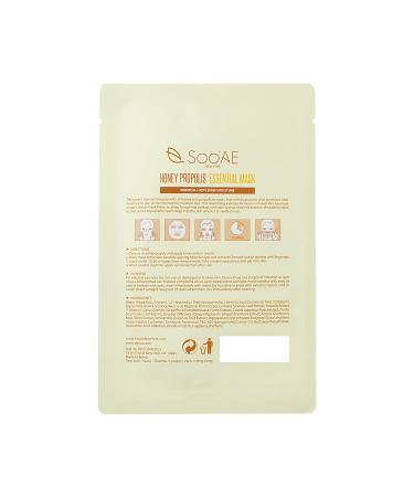Soo AE Honey Propolis Essential Mask - 12 Count | Hydrating Face Mask for Glowing Skin - Ships Internationally - Buy Online on SooperMarket.com
