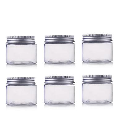250ml / 8oz glasses PET plastic empty cosmetic container glasses with silver aluminum lid cream lotion box ointments bottle food bottle make-up pot jar 6 pack (1 Pack)