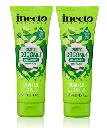 2x Inecto Zesty Coconut Infusion Shower Gel 250ml Lime & Mint