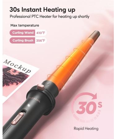 Wavytalk 5 in 1 Curling Iron Set with 4 Interchangeable Ceramic Wands & Heat Protective Glove - Instant Heat Up for Effortless Styling - Buy Online on SooperMarket.com