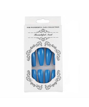 Brishow Long Ballerina Acrylic False Nails - 24pcs Press on Blue Nails for Women & Girls - International Shipping Available - Buy Online on SooperMarket.com