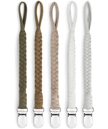 Pacifier Holder Leash Set - Handmade Braided Clips for Boys and Girls, 5PCS - Perfect for Modern Unisex Baby Birthdays - Buy Online on SooperMarket.com