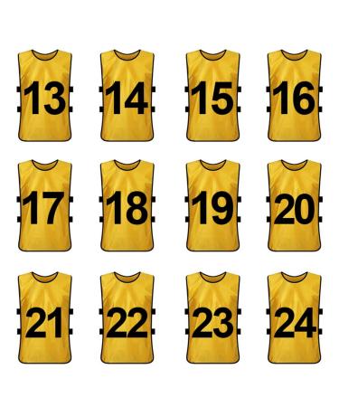 TOPTIE Sets of 12 Numbered Training Vest (#13-24), Soccer Pinnies
