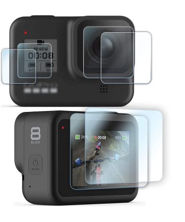 6 PCS FitStill Screen Protector for GoPro Hero 8 Black Ultra Clear Tempered Glass Screen Protector + Tempered Glass Lens Protector + Small Display Film- 2 Packs