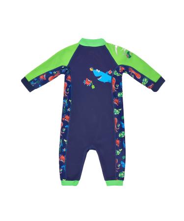 Konfidence Splashy Swimsuit-Eco-Friendly Baby Swimming Costume 0-24 Months Made with Recycled Plastic-Super Soft & Warm Fleece Lined Baby Wetsuit with 50+ UV Protection - Fergal 3-6 Months 3-6 Months Fergal