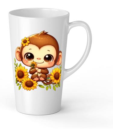 White Ceramic Baby Monkey Mug - Large 483 ml Perfect for Hot Chocolate or Milk Fun and Easy to Use - Buy Online on SooperMarket.com