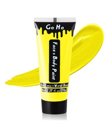 Go Ho Cream Yellow Face Body Paint(2.37oz 70ml) Water Based Face Paint Yellow Makeup Face Painting Kit for SFX Cosplay Costumes Festivals Halloween Make up