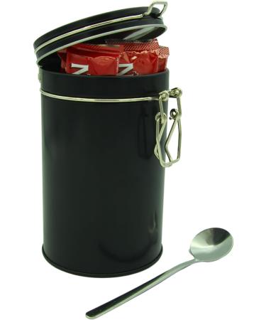 NY 3-in-1 White Coffee Sachets Individually Wrapped with Sugar 10 x 14g Bundle with Black Refillable Cannister and Latte Spoon Set for Home Desk or Travel - Buy Online on SooperMarket.com