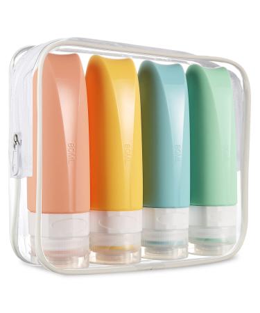 Mrsdry Travel Bottles for Toiletries with Clear Toiletry Bag, Tsa Approved Travel Size 80ml Containers BPA Free Leak Proof Travel Tubes Refillable Liquid Travel Accessories (4 Pack) Pink