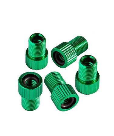 Eva Shop Bicycle 5 Set Valard Valard Valard Adapter made of aluminum for a bicycle valve on Autoventile Bicycle valve cap MTB e -bike racing bike - shipping from FRG by German brand (green)