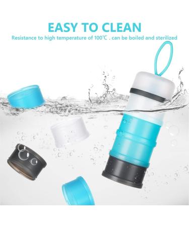 Vicloon Baby Milk Powder Dispenser - 4 Layer Portable Container for Kids - Stackable Snack Storage - Gray & Blue - Buy Online on SooperMarket.com