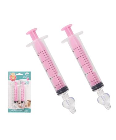 Nasal Irrigation for Baby - Nasal Syringe for Baby - 2PCS Professional Baby Nose Sucker with Cleanable and Reusable Silicone Nasal Suction Tip forIrrigation, Nasal Spray, Nasal Hygiene (Pink)