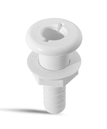 Five Oceans White Straight Thru-Hull Connection for Hose 3/4 Inch