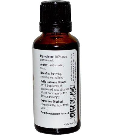 NOW Foods 100% Pure Geranium Oil - Natural Aromatherapy Essential Oil - Buy Online on SooperMarket.com