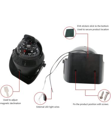Odowalker Electronic LED Light Marine Digital Compass - Car, Boat, Truck - Black/White - Buy Online on SooperMarket.com
