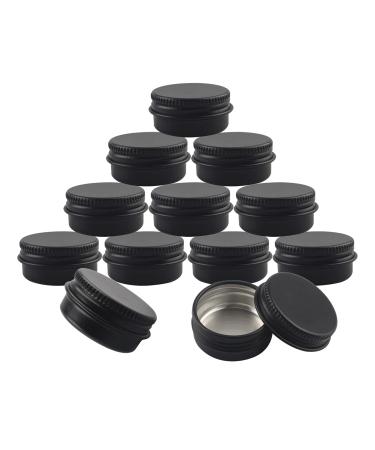 BasicPacking 24 pieces 10ml matt black empty round aluminum can with screw lid aluminum can aluminum screw can cream can candle cans cosmetic cans tin cans aluminum can with 24 pieces 25mm stickers