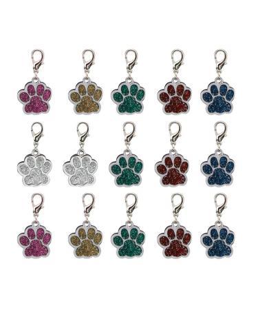 Supvox 15 pieces alloy trailer charm dog paw prints charm trailer paw pearls for diy necklace bracelet (random color)