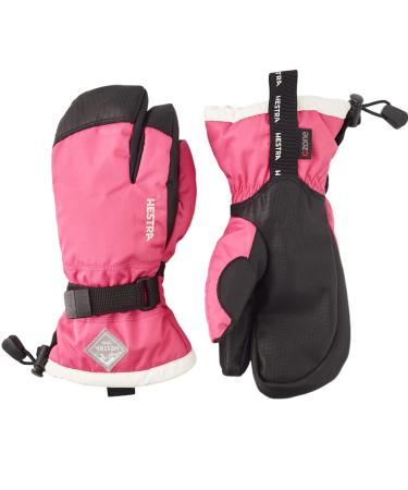 Hestra Gauntlet CZone Junior Glove (Youth 4-13yrs) | Waterproof, Insulated 3-Finger Kids Snow Gloves for Winter, Skiing & Playing in The Snow Fuchsia / Ivory 7