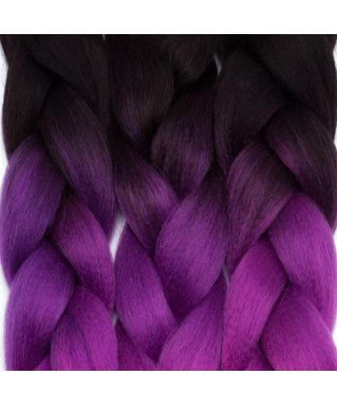 Buy Tess Braids Extensions 60cm - 5 Pack Jumbo Kanekalon Ombre Hair Braids (Black/Purple/Pink) | High-Quality 100g Box Braids for Stunning Styles - Buy Online on SooperMarket.com