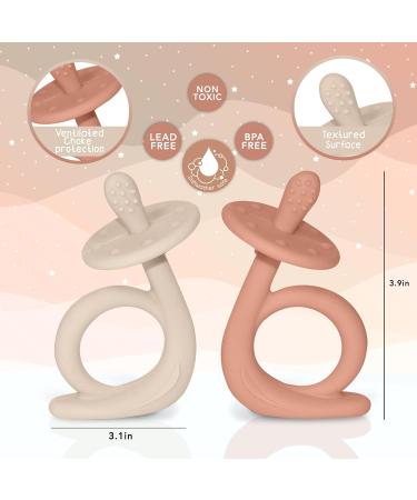 Baby Teething Toys Silicone Baby Teether Baby Chew Toys Freezer Safe BPA Free Soothe Babies Gums Teething (Sunrise/French Beige) Sunrise / French Beige - Buy Online on SooperMarket.com