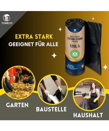 Buy Professional 120L Extra Strong Garbage Bags - 100% Recycled 75 - Best Prices Online! (20 to 600 Sacks) - Buy Online on SooperMarket.com