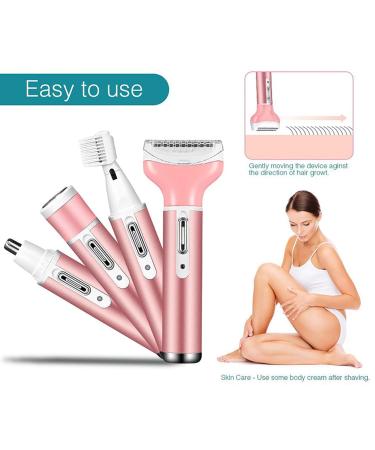 4-in-1 Portable Women's Electric Razor | Bexdug Body Shaver for Armpits Legs & Nose - Buy Online on SooperMarket.com