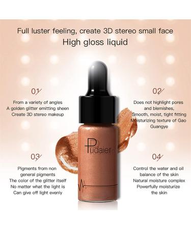 Go Ho Liquid Highlighter Makeup Illuminator - Waterproof 3D Glow Shimmer for Face and Body, Cheeks, Eyes, and Lips - Champagne Gold 03 - Buy Online on SooperMarket.com