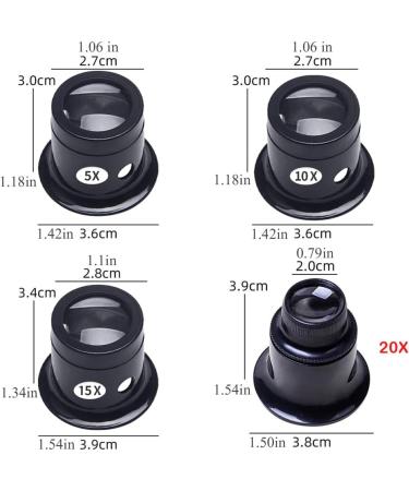 Jewelers Loupe Eye Loupe Jeweler Magnifying Glass Set 5X 10X 15X 20X Magnification for Eye Magnifier Lens Repair - Buy Online on SooperMarket.com