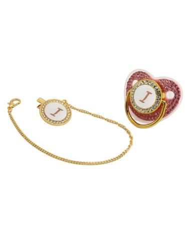 Gold Baby Pacifier Set | Rhinestone Lightweight Pacifier for Babies 6-18 Months | Cute Home Use Gift (Letter I) - Buy Online on SooperMarket.com