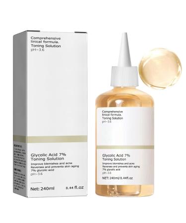 Glycolic Acid 7% Toning Resurfacing Solution Hydrating Toning Solution Skincare Hyaluronic Acid Serum Exfoliate Brighten Blemishes Acne and Rejuvenate Moisturize & Strengthen Your Skin 1PC (240ml)