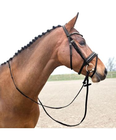 HORZE Lester Dressage Snaffle Bridle with Reins - Black Horse | Quality Equestrian Gear - Buy Online on SooperMarket.com
