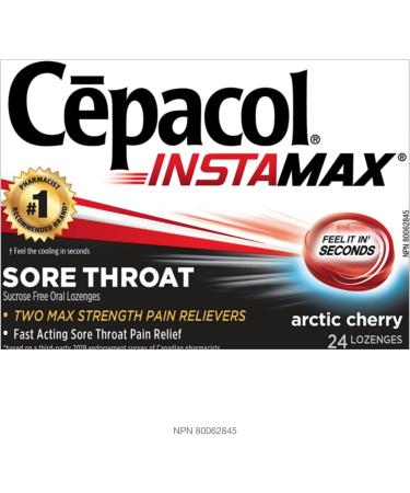 C pacol Instamax Arctic Cherry Sore Throat lozenges 24 Count (Pack of 1) - Buy Online on SooperMarket.com