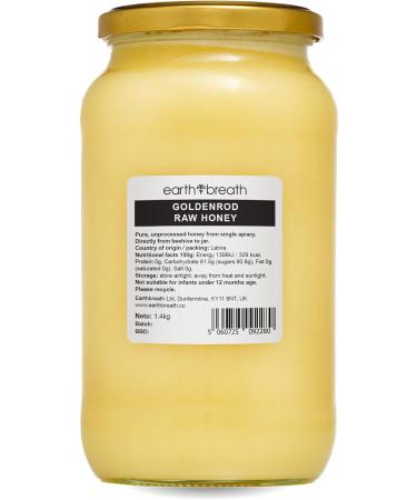 Earthbreath Goldenrod Raw Honey - 1.4kg - Pure Honey Unpasteurized Unfiltered Unprocessed - From Single Apiary - Natural Sweetener for Food Cooking Coffee Tea Drinks 1.40 kg (Pack of 1) - Buy Online on SooperMarket.com