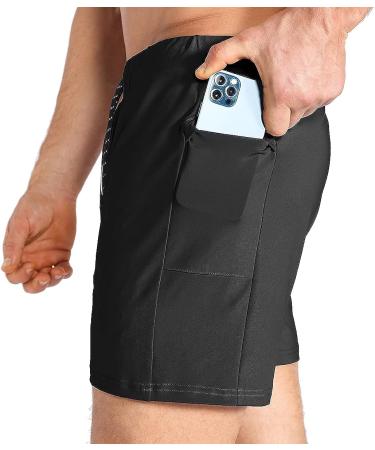 BROKIG Men's Lightweight Gym Shorts - Black Medium | Quick Dry Athletic Workout Shorts with Pockets - Buy Online on SooperMarket.com