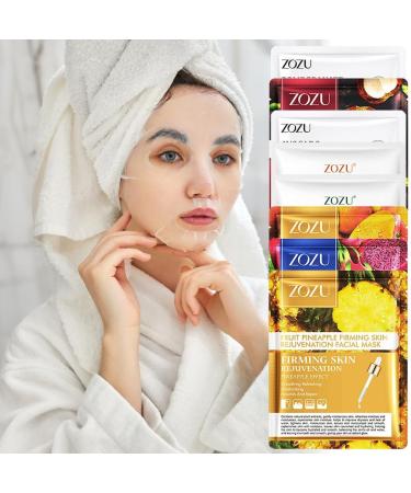 Moisturizing Mask 8 Pieces Fruit Face Mask Face Mask Sheet Moisturizing Facial Tissue Beauty Mask Face Mask Nourishing Soothing Care for All Skin Types Type 2 - Buy Online on SooperMarket.com