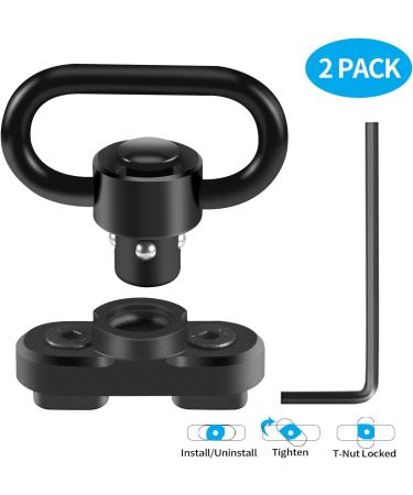 FANGOSS Two Point & Traditional Mlock Sling Rail Mounts with 1.25 Inch QD Push Button Swivel Loop - 2 Pack - Buy Online on SooperMarket.com