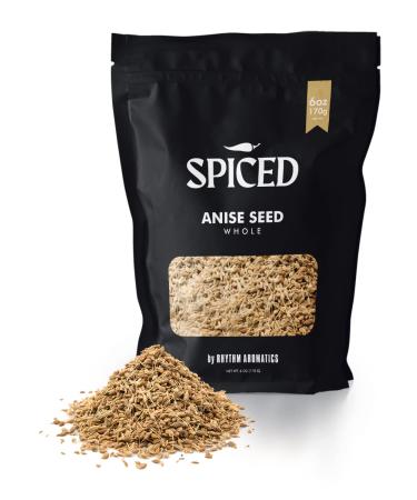 SPICED Whole Anise Seed, 6oz of Whole Anise Seeds in Resealable Bag, Great for Tea, Coffee, Bread, Cakes, Seasoning, Rubs and Cooking Middle Easter Cuisine