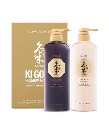 Daeng Gi Meo Ri- Ki Gold Premium Shampoo+Treatment Set Effectively Moisture to Dry and Rough Hair No Artificial Color 780ml each