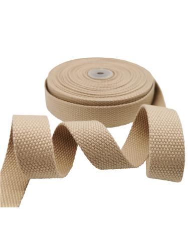 Heavy Cotton Webbing 1 Inch Wide 10 Yard Polyester Cotton Webbing Strap for Webbing Bag Handles, Bag Strap,Tote Bag Webbing,Cloth Belt,Making Outdoor Supplies (Khaki)