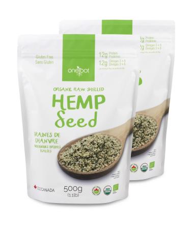ONEROOT Organic Raw Shelled Hemp Seeds (Hemp Hearts) Non-GMO Gluten Free Plant-Based Protein Omega-3 Omega-6-1kg (2 Pack)